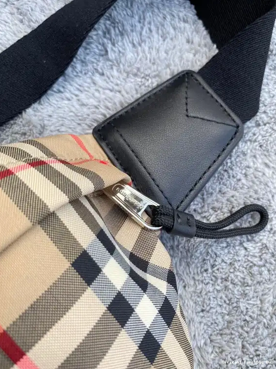 Official First Bag Ru Check Bum Bonded Cotton Medium Bag BURBERRY Vintage 0607